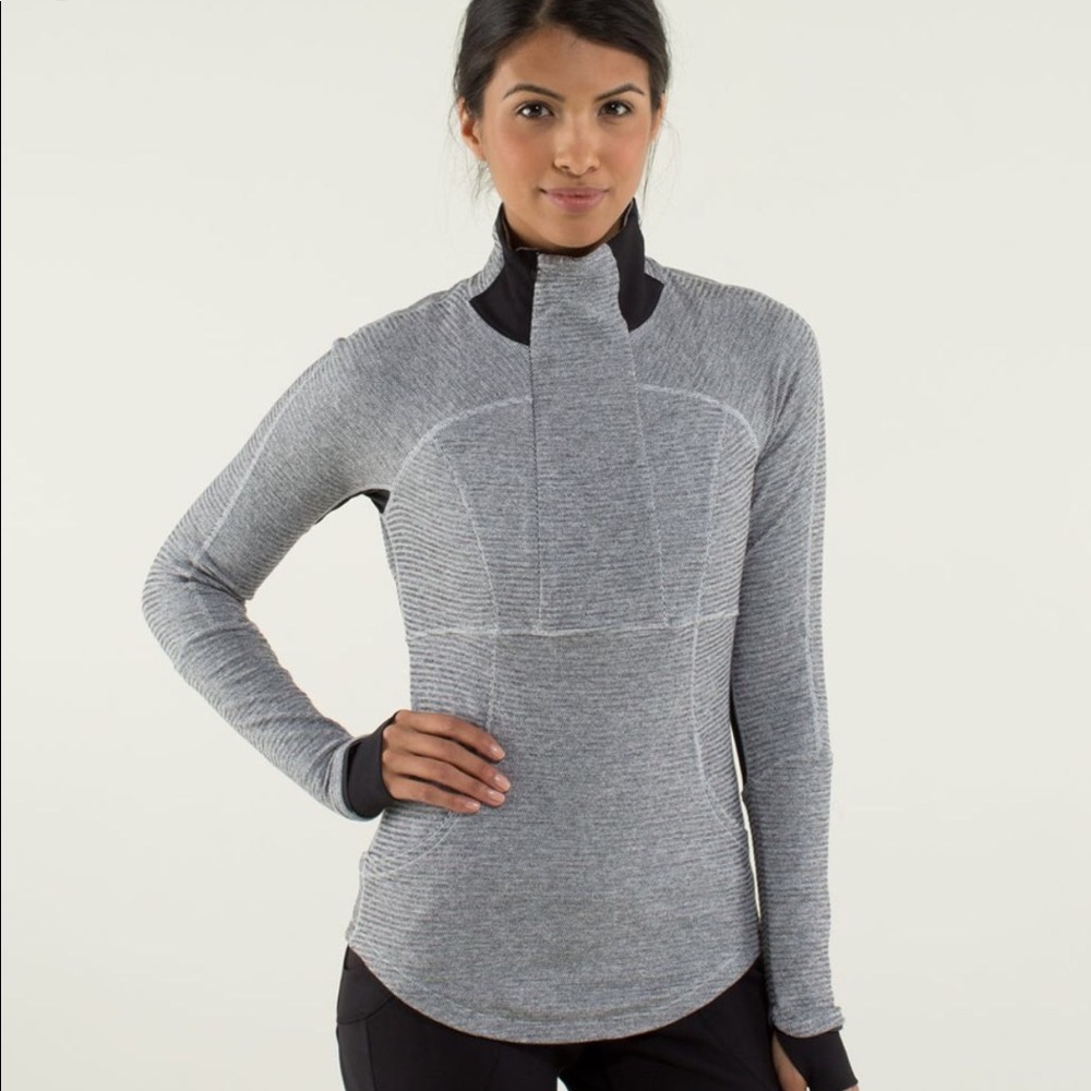 Lululemon base runner 1/2 zip grey heathered size8